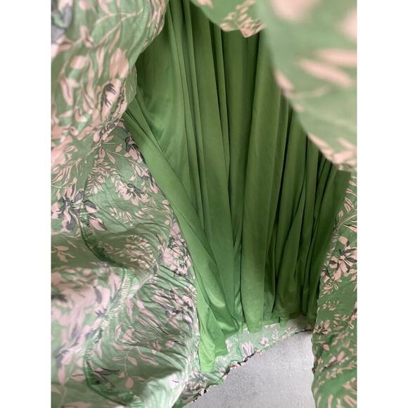 Torrid womens 3X green floral sun dress lined ruffle smocked midi lightweight - Picture 8 of 12